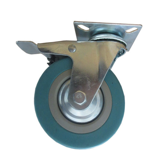 Image de ROUE PIVOT AVEC PLAQUE ET FREIN D125 / GRIS