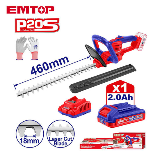 Image de TAILLE HAIE  SANS FIL 20V 460MM+GANT-ELHT204611 EMTOP