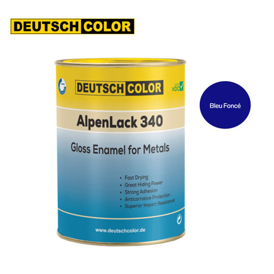 Image de PEINTURE LAQUEE BRILLANTE  340 BLEU FONCE 0.9KG DEUTSCH COLOR
