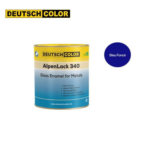 Image de PEINTURE LAQUEE BRILLANTE 340 BLEU FONCE 500G DEUTSCH COLOR