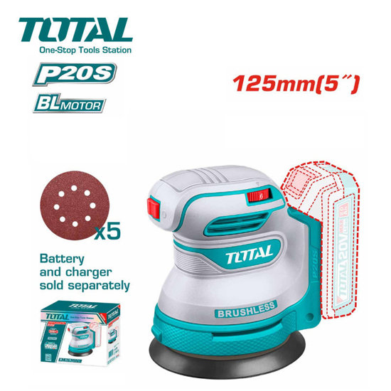 Image de PONCEUSE ORBITAL 125MM 20V SANS BATTERIE +5ABRASIVES TROSLI2002 TOTAL