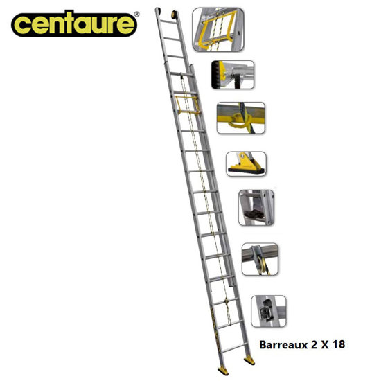 Image de ECHELLE COULISSANT ALUMINIUM 2X5M20/9M15 CENTAURE