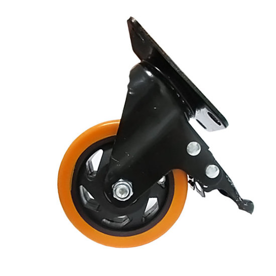 Image de ROUE POLYAMIDE ORANGE AVEC FREIN D100 MM