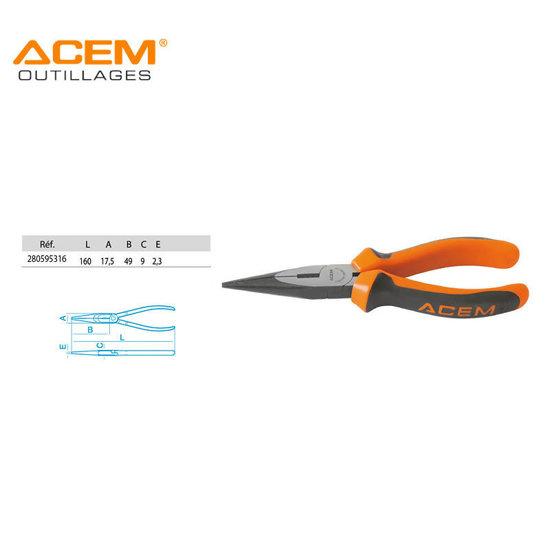 Image de PINCE A BEC DEMI ROND 160 BLIST ACEM