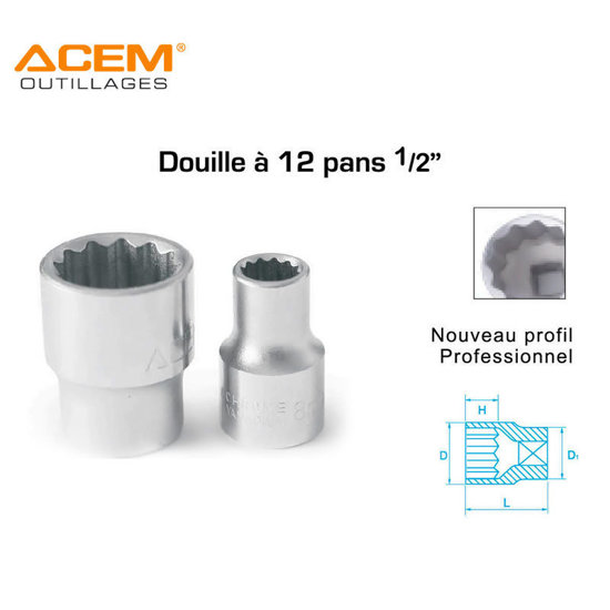 Image de DOUILLE 1/2 12PTS 22MM ACEM