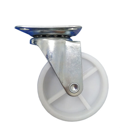 Image de ROUE PIVOT AVEC PLAQUE 75 R192075 PLASTIQUE BLANC