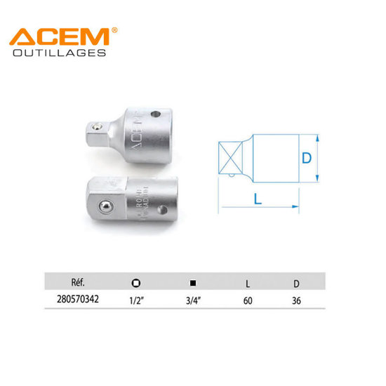 Image de ADAPTATEUR FEMELLE 1/2 MALE 3/4 ACEM