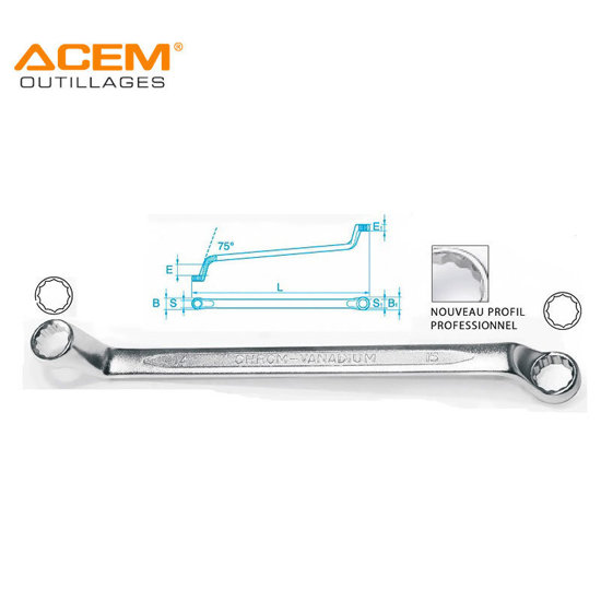 Image de CLÉ  POLYGONALE 75 CONTRE COUDÉE - ACEM