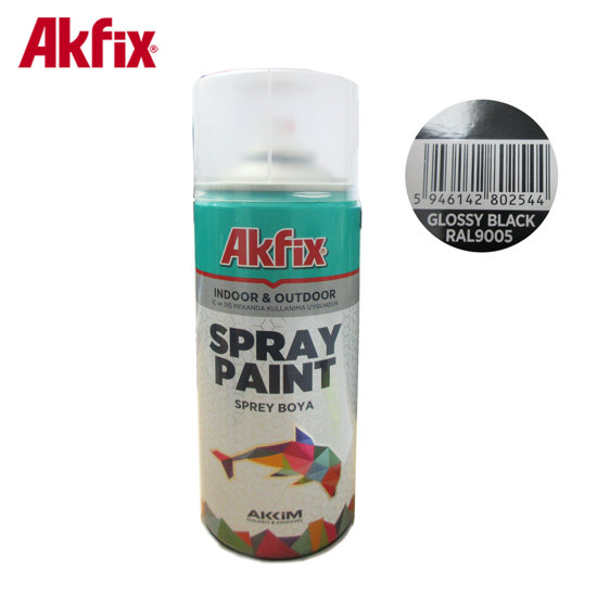 Image de PEINTURE SPRAY NOIR BRILLANT 400ML AKFIX 