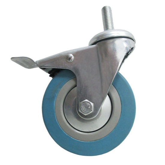 Image de ROUE PIVOT AVEC TIGE ET FREIN D125 GRIS