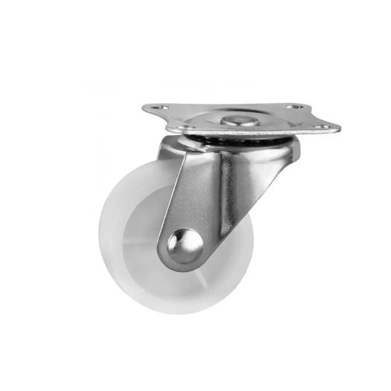 Image de ROUE PIVOT AVEC PLAQUE 38 R100038 PLASTIQUE BLANC