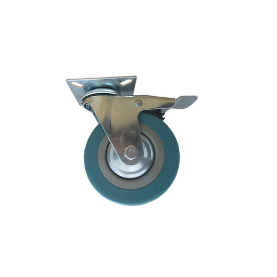 Image de ROUE PIVOT AVEC PLAQUE ET FREIN GRIS D75