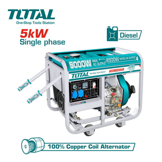 Image de GROUPE ELECTROGENE AVEC BATTERIE 5000W DIESEL TP450001 TOTAL