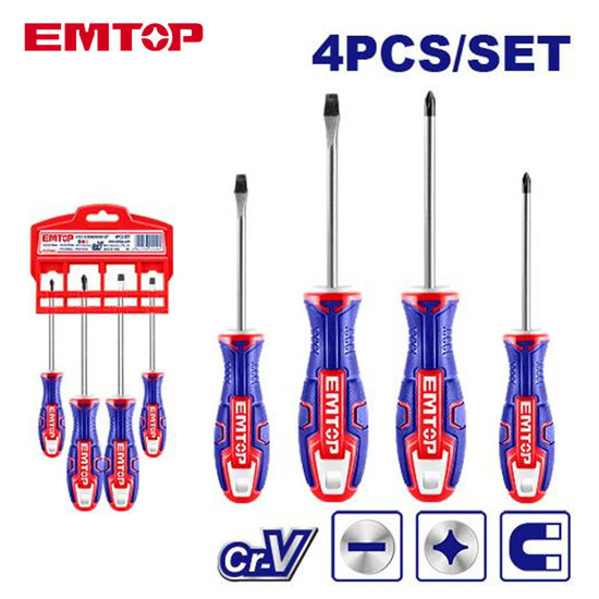 Image de JEU DE 4 TOURNEVIS FR-AME/100-150MM-ESST0402 EMTOP