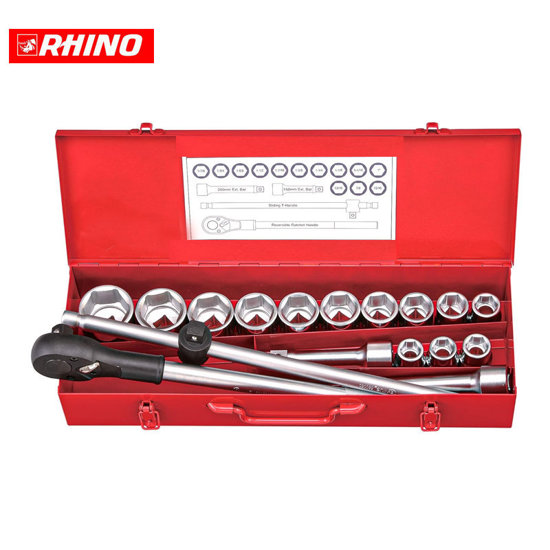 Image de COFFRET DE DOUILLES CRV 6 PANS 3/4" 17 PCS RHINO