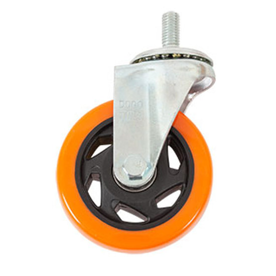 Image de ROUE ORANGE AVEC TIGE SANS FREIN D125 MM
