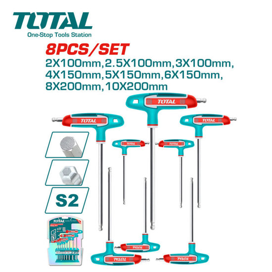 Image de JEU DE 8 CLES EXAGONALES A TETE SPHERIQUE THHW80826 TOTAL