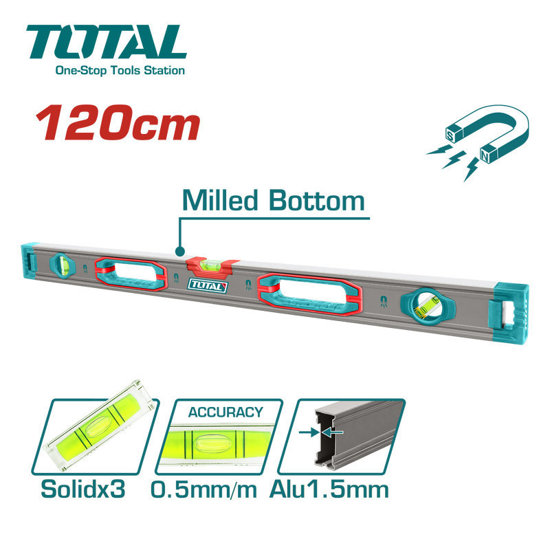 Image de NIVEAU MAGNÉTIQUE 120CM EN ALUMINIUM TMT212028M TOTAL