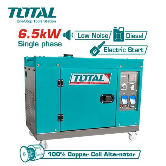 Image de GROUPE ÉLECTROGÈNE A/B 6500W DIESEL SILENCIEUX - TP265001 TOTAL