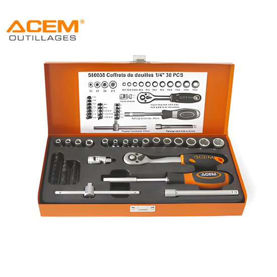 Image de COFFRET DE DOUILLES 1/4" 38PCS -280586038 ACEM