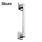 Image de POIGNEE DE PORTE D'ENTREE LONG RECTANGLE CHROME/SATIN PC201 SICURO