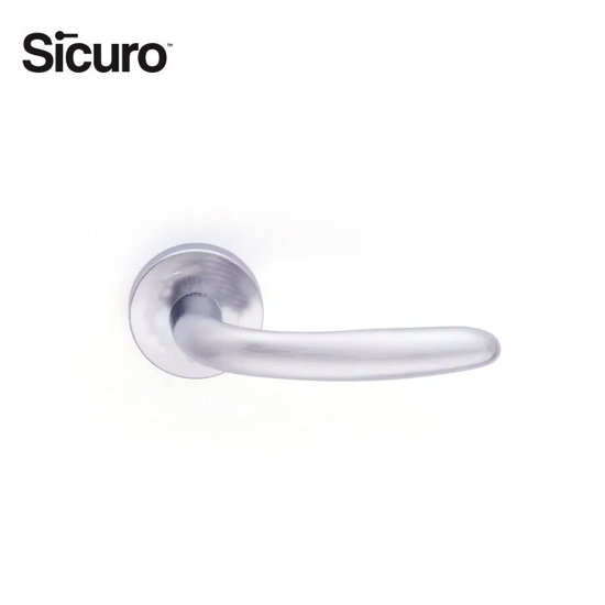 Image de POIGNÉE DE PORTE AVEC ROSACE ALLEG NICKEL/SATIN PT R01DN202 SICURO