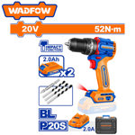 Image de VISSEUSE PERCEUSE A PERCUSSION 20V 52 NM + 2 BATTERIE WCDP5281 WADFOW