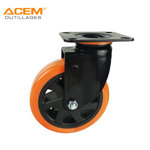 Image de ROUE PIVOTANTE ORANGE À PLATINE DE D100X32MM ACEM