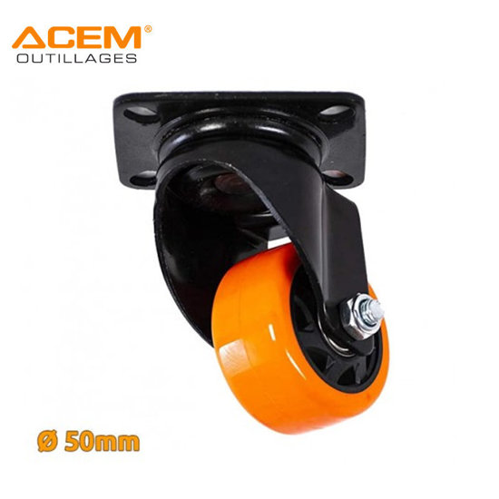 Image de ROUE PIVOTANTE ORANGE À PLATINE DE D50X32MM ACEM