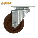 Image de ROUE PIVOT AVEC PLAQUE MARRON HAUTE TEMPERATURE D100X32 ACEM