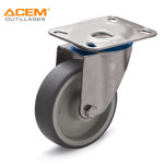 Image de ROUE PIVOT AVEC PLAQUE GRIS D125X27MM ACEM