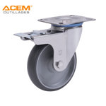 Image de ROUE PIVOT AVEC PLAQUE ET FREIN GRIS D100X27MM ACEM