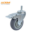 Image de ROUE PIVOT AVEC TIGE ET FREIN TPR GRIS D63X23MM ACEM