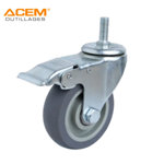 Image de ROUE PIVOT AVEC TIGE ET FREIN TPR GRISS D100X27MM ACEM