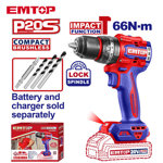 Image de PERCEUSE A PERCUSSION BRUSH 20V 66NM ECIDL206681 EMTOP